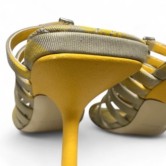 Burberry Women's Yellow Hunter Check Carmine Strap Heels Sandals Sz 38 EU NWT - Picture 8 of 16